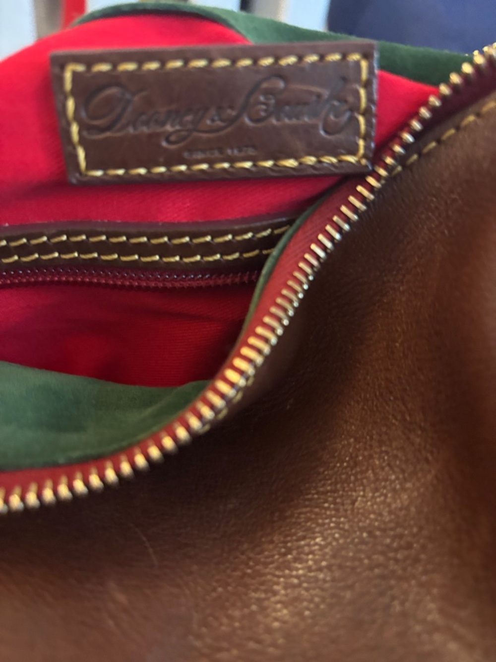 Dooney & Bourke Brown Leather Satchel with Braided Handles - Picture 9 of 10